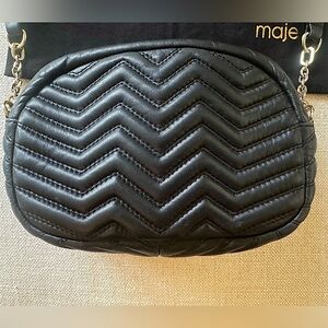 MAJE Black Quilted M Padded Leather Bag